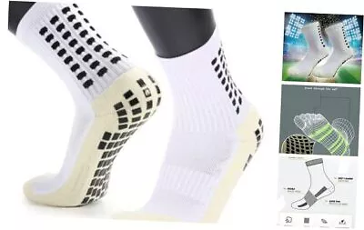 Anti-slip Sport Socks Athletic Socks Non-slip Rubber Grip One Size White Socks • $11.75