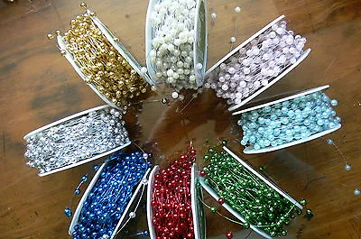 Beads On Wire 5mm Approx 35mm Apart 3 Met Lengths 7 Colour Choice Ver 8 May Arts • £5.61