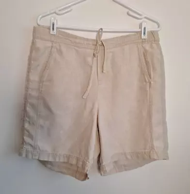 J Jill Love Linen Beige Shorts Elastic Waistband Size M VGUC • $22.99