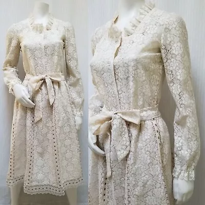 Vintage 3 Piece CAPTIVE FASHIONS Ivory Lace Top Skirt & Belt DRESS - Size XS/S • $67.50