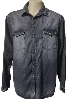 Mossimo Supply Co Shirt Mens XL Denim Jean Snap Shirt Long Sleeve Pockets Collar • $19.54