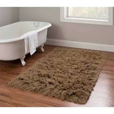 Riverbay Furniture Flokati Hand Woven Wool 3'x5' Rug In Mushroom Brown • $94.12