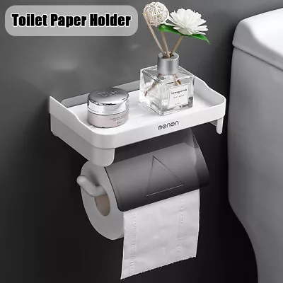 $12.21 • Buy Toilet Paper Holder Waterproof Wall Mount Roll Paper Dispenser Tissue Box Shelf