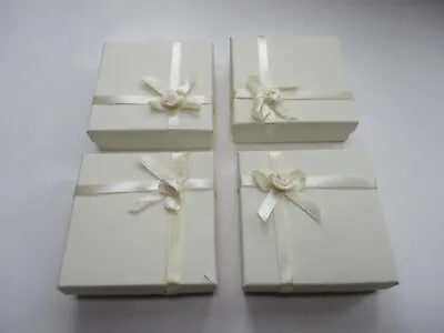 4 X Cream Jewellery Gift Boxes With Ribbon Bow For Necklace Bracelet Bangle  • £9.99