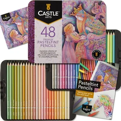 48X Castle Art Supplies Pasteltint Coloured Pencils Set Adult Artists In Tin Box • £39.99