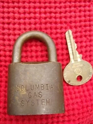 Vintage Columbia Gas System Padlock Wilson Bohannan Brass Lock & WB Key Oil Fuel • $1.25