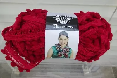 Loops And Threads Flamenco  3.5 Oz. Yarn NEW Discontinued SANGRIA Red Pom Poms • $4.99