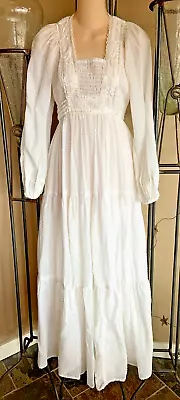 Vintage * Beautiful 1970's Gunne Sax Style Prairie Maxi Wedding Dress • $89.99