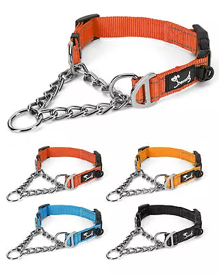 Nylon Half Chain Dog Choke Collar Training Guardian Gear Adjustable Buckle Ring • £8.24