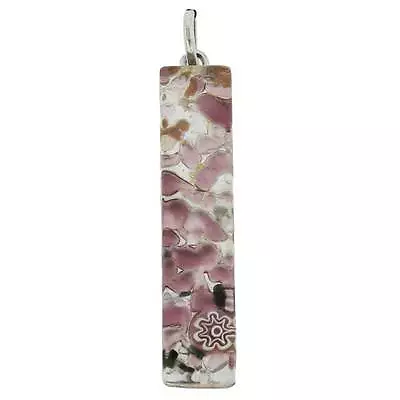 GlassOfVenice Murano Glass Venetian Reflections Stick Pendant - Purple Silver • $27.95