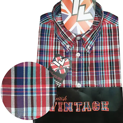 Warrior UK England Button Down Shirt MORWELL Slim-Fit Skinhead Mod Retro • £34.90