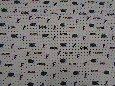 UNIVERSITY Of FLORIDA GATORS WITH POLKA DOTS FABRIC NEW 1/2 YARD 100% COTTON • $6