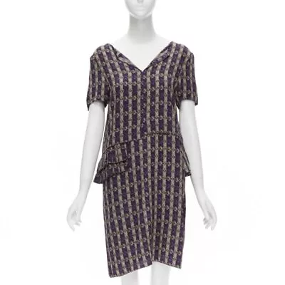 MARNI Purple Jewel Print Tier Ruffle Waist Sheath Dress IT38 XS • $228