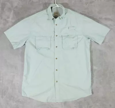 LL Bean Shirt Fishing Men's Large Button Up Short Sleeve Vented Green Outdoor • $17.75