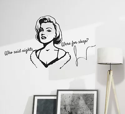 Wall Decal Marilyn Monroe Quote Night Funny Joke Vinyl Black 28.5 In 17 In Gz369 • $21