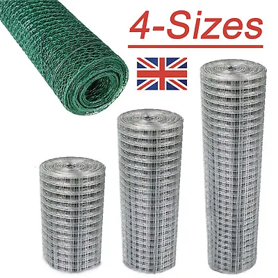 Welded Wire Mesh Panels PVC Coated Chicken Run Hutch Pet Coop Fence Galvanised • £7.70