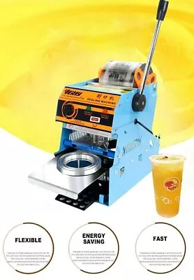 WY-806A Manual Bubble Cup Sealing Machine Fruit Juice Cup Sealer Pack 75/70/95mm • £136.95