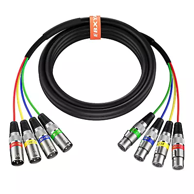 10 Ft XLR Snake Cables 4 Colored 4-Channel Microphone Patch Cable XLR Male To F • $32.99