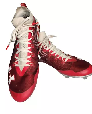 Under Armour SpotLight Mens Football Cleats Red/White 3020675-600 Size 10.5 • $30