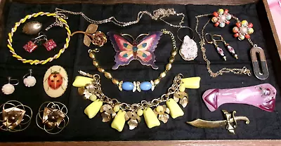 Vintage~Retro~Now UNSIGNED Costume Jewelry Lot~Eclectic Styles & Themes • $14.58