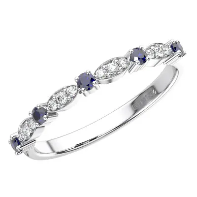 0.25Ct Round Cut Diamond & Blue Sapphire Stone Eternity Ring In 9K White Gold • £191.36