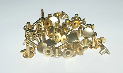 £2.95 • Buy 25 STRONG 12mm   BRASS PLATED OPEN STEM 2 PART CAP RIVETS - LEATHERWORKING