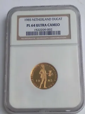 1985 Netherland Ducat PL 64 Ultra Cameo Gold Coin NGC Low Population  • $499