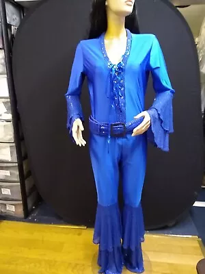 Royal Blue 1970s Style Flared Catsuit And Hat • £70