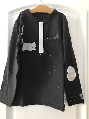 Mini Shatsu Boys Nwt Big Bad Wolf Huff & Puff Hay Henley Shirt Size 10 • $24.99