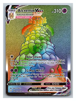 Alcremie VMAX 073/072 Shining Fates Rainbow Secret Rare Pokemon TCG Card NM • $6.49