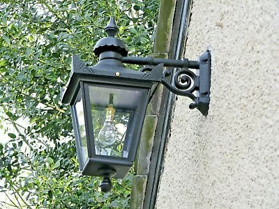 USED Ex-Display Large Black Victorian Wall Mounted Lantern With Black Top Fix • £135