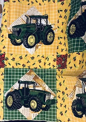 Heartland John Deere Tractors Cheater 10 Quilt Blocks Remnant 45  X 16  • $8.99