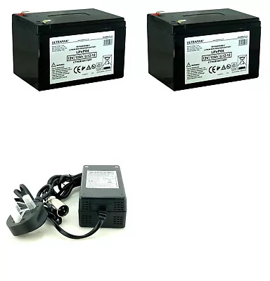 £151.25 • Buy 2 X LITHIUM 12v 12Ah (as 14Ah & 15Ah) - MOBILITY SCOOTER WHEELCHAIR BATTERIES