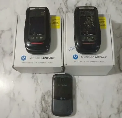 Lot Of 3 Verizon Phones Motorola Barrage V860 Black And LG VX5600 • $80