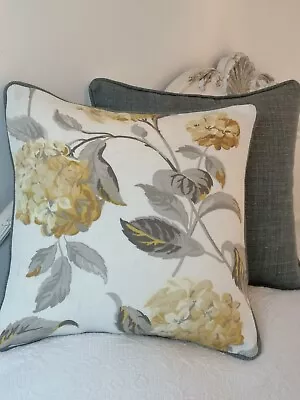 16 Cushion Cover Laura Ashley Fabric Camomile Hydrangea Piped & Back Austen Grey • £22