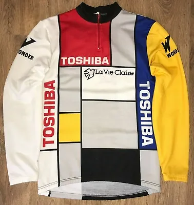 Toshiba La Vie Claire Wonder RARE Vintage Long Sleeve Cycling Jersey Size L • $67.99