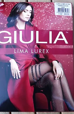Giulia Lima Lurex Black/Gold Mock Hold Up Tights Small • $11.50
