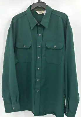 VINTAGE WALLS BUTTON FRONT FLANNEL WORK SHIRT Men's Size XXL Green MADE IN USA • $16.42