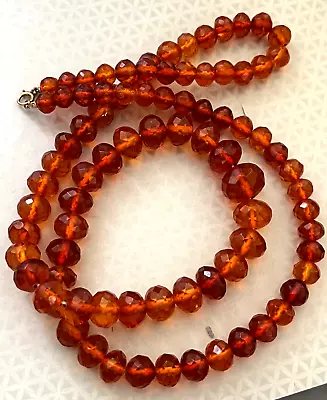 Vintage Necklace Baltic Honey Butterscotch AMBER Faceted Beads 38 Grams 28  Len • $39