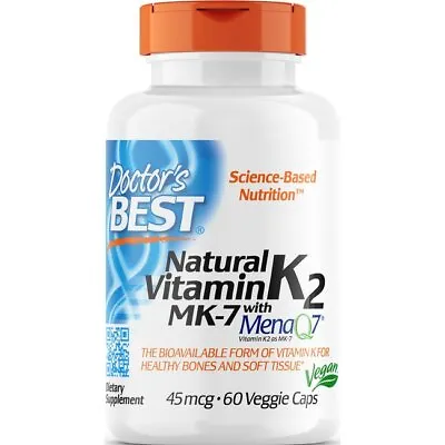 $11.39 • Buy Doctor's Best Natural Vitamin K2 Mk-7 With Menaq7 45 Mcg 60 Veg Caps