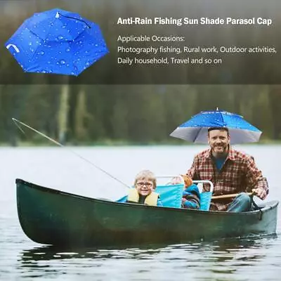 Portable Rain Umbrella Hat Foldable Outdoor Anti-UV Head Cap (Silver Gray) • $16.89