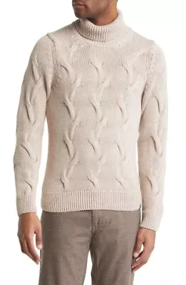 $248 BRAX Men's EU 52 US L Brian Wool Blend Knit Turtleneck Sweater In Cookie • $69.99