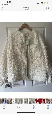 H&M Cream Boucle Jacket Oversized Large Fits Upto U.K. 16 Bnwot Rrp £59.99 • $18.95