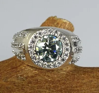 Green VVS1 Moissanite Diamond Men's Solitaire Ring 3.45 Ct Premium Collection • $44.79