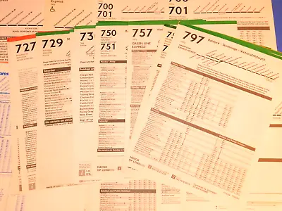 30 X LONDON TRANSPORT BUS STOP PANEL TIMETABLES ROUTES 700 To 797 1992 - 2004 • £13.95