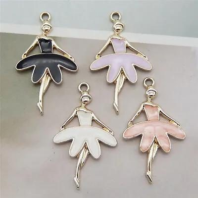 12pcs Alloy Enamel Ballet Dancer Girl Charm Ballerina Pendant Dangle DIY 30*18mm • £4.22