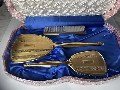 Vintage Gold Vanity Set - Brush Comb Mirror • $22