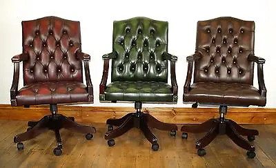 Handmade Chesterfield Leather Gainsborough / Captains Chair • £649