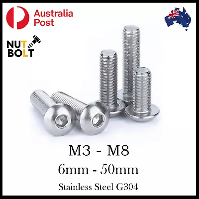 M3 M4 M5 M6 M8 Button Socket Machine Screw S 3mm 4mm 5mm 6mm Stainless Steel A2 • $6