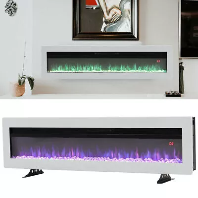 Ultra Thin 40/50/60  Electric Fireplace Wall Mounted Heater LED Flame House Warm • $128.99